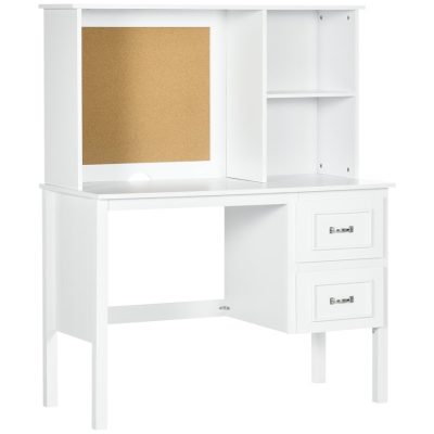 Desk with Shelves 43.25"L x 19.75"W x 54"H White