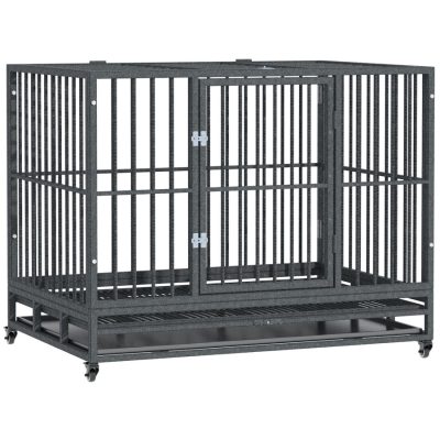Dog Cage 43" x 28.25" x 34.75" Grey Vein