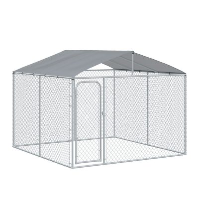 Dog Kennel 118" x 118" x 92.25" Silver