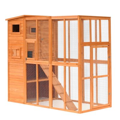 Cat Cage 76.75" x 37.25" x 68.75" Natural Wood