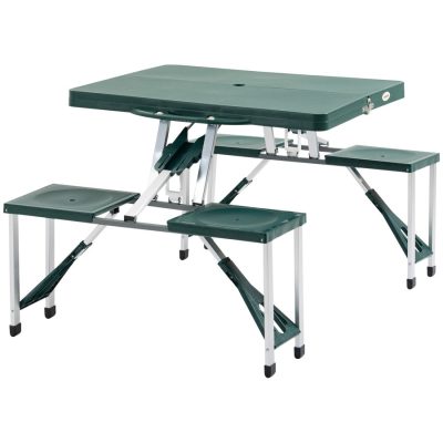 Mesa de picnic con 4 asientos 53.25" x 32.25" x 26" verde