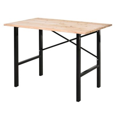 Wood Work Table 45.75"x27.5"x33.5" Black and Natural Wood Color